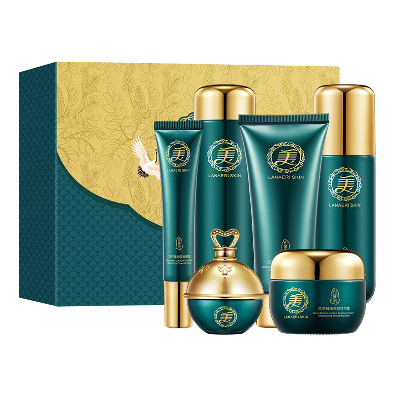 Beautiful image of Ganoderma lucidum, luxurious moisturizing and rejuvenating six-piece set, hydrating, moisturizing, rejuvenating and rejuvenating skin care product set wholesale 