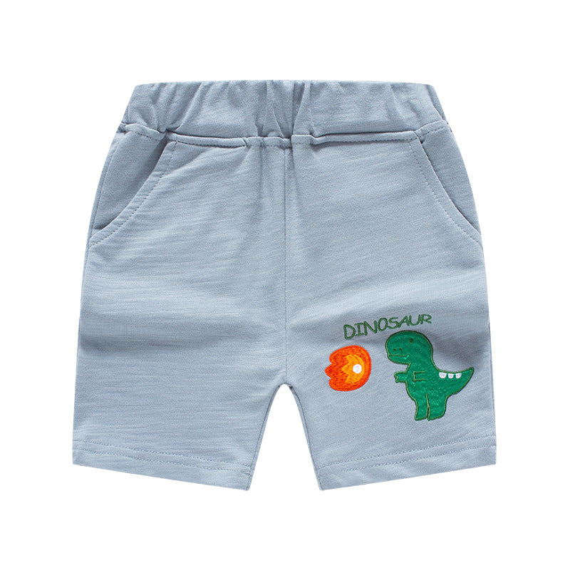 New Korean Style Summer Children's Shorts Cartoon Dinosaur Rusty Pants Boys' Fifth Fifth Pants One Piece ကလေးအဝတ်အထည် လက်ကား 