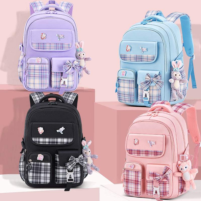 Children's elementary school schoolbag female models cartoon cute large capacity lightening girls primary school schoolbag backpack wholesale 