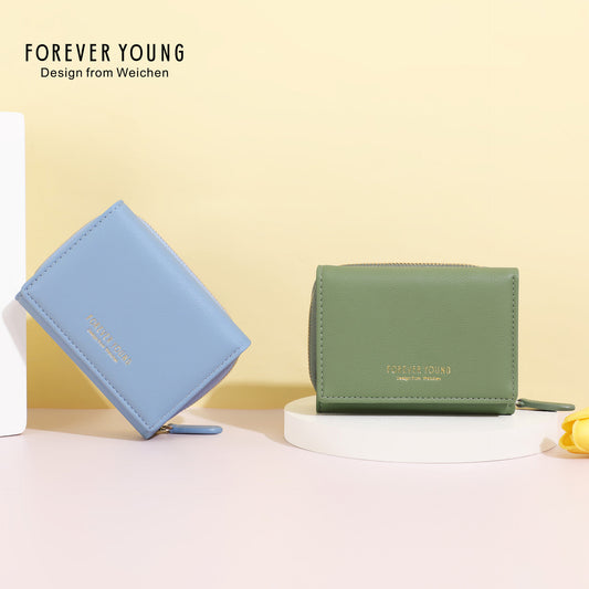 Forever Young Women's Short Wallet Ticket Holder 30% Off ပေါ့ပါးသော ဘက်စုံသုံး နှစ်မျိုးသုံး ကတ်ကိုင်ဆောင်သူ အမျိုးသမီးများ အကြွေစေ့အိတ် 