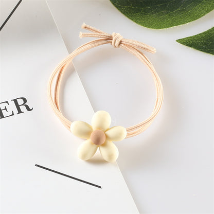 Korean version of net red ins milk tea color hair ring tie hair rubber band flower hair rope high elastic coffee beige head rope 