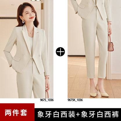 White suit jacket female spring and autumn professional wear temperament goddess fan workplace formal wear small casual suit suit 