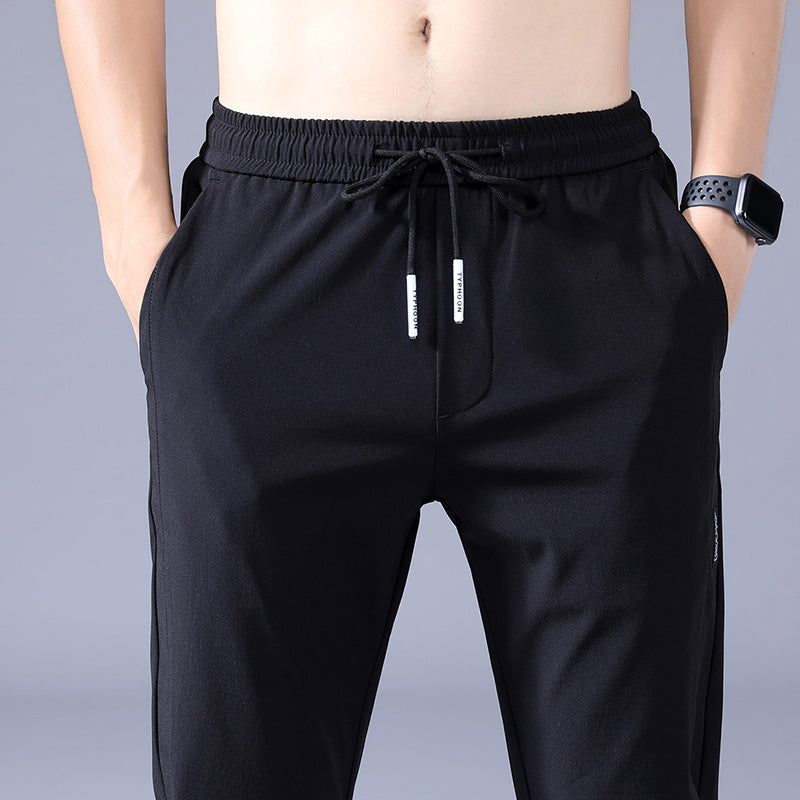 2023 Summer Ice Silk Thin Sports Pants Men's Straight Loose Elastic Non-ironing Casual Pants Workwear Pants Wholesale