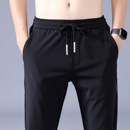 2023 Summer Ice Silk Thin Sports Pants Men's Straight Loose Elastic Non-ironing Casual Pants Workwear Pants Wholesale