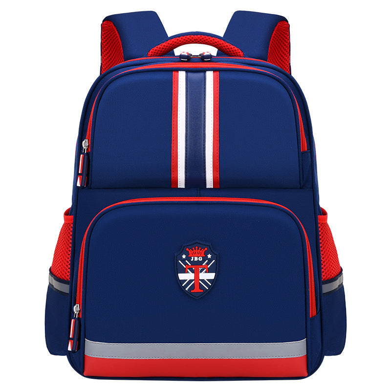 British style schoolbag primary school students boys and girls large-capacity load reduction spine protection 6-12 years old word LOGO children's backpack 