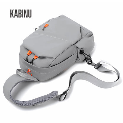 Kabinu leather film chest bag outdoor casual solid color student shoulder bag usb business crossbody bag mobile phone bag 