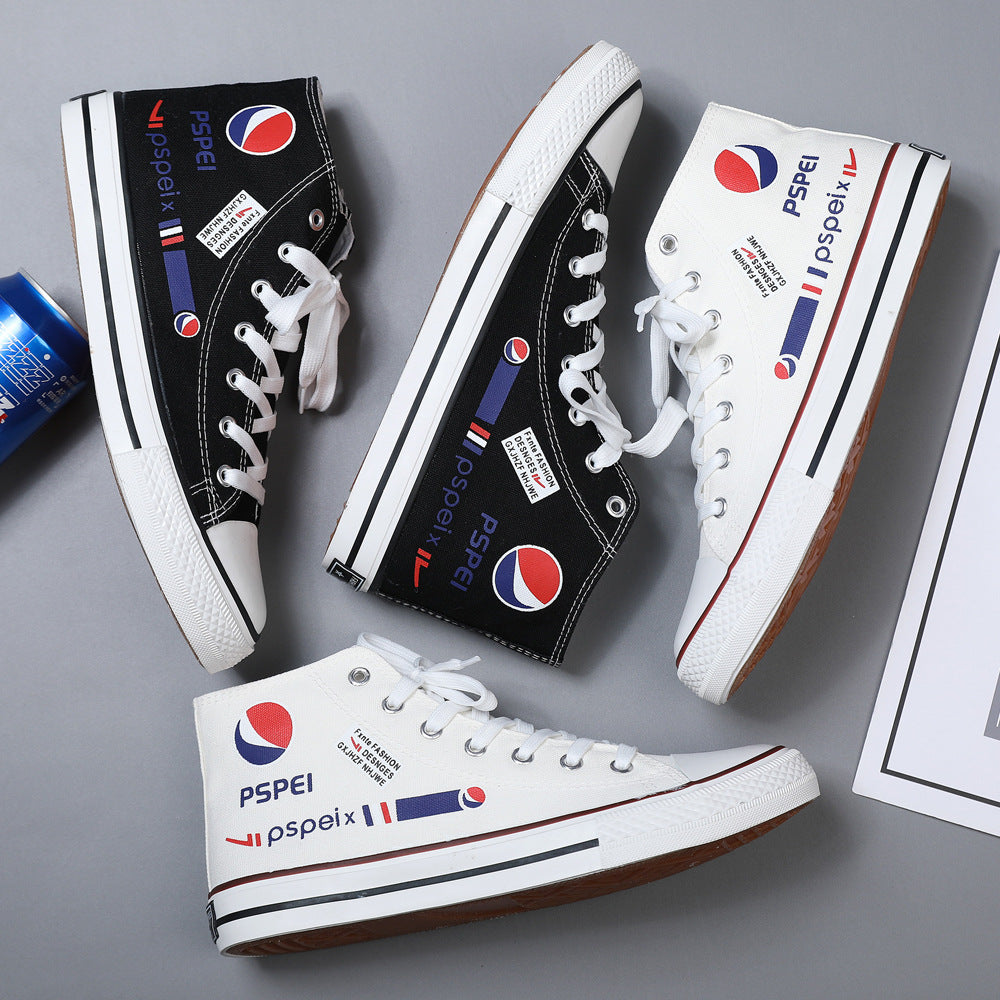 2023 new shoes Pepsi-Cola joint college style limited edition trend all-match high-top male student canvas shoes 