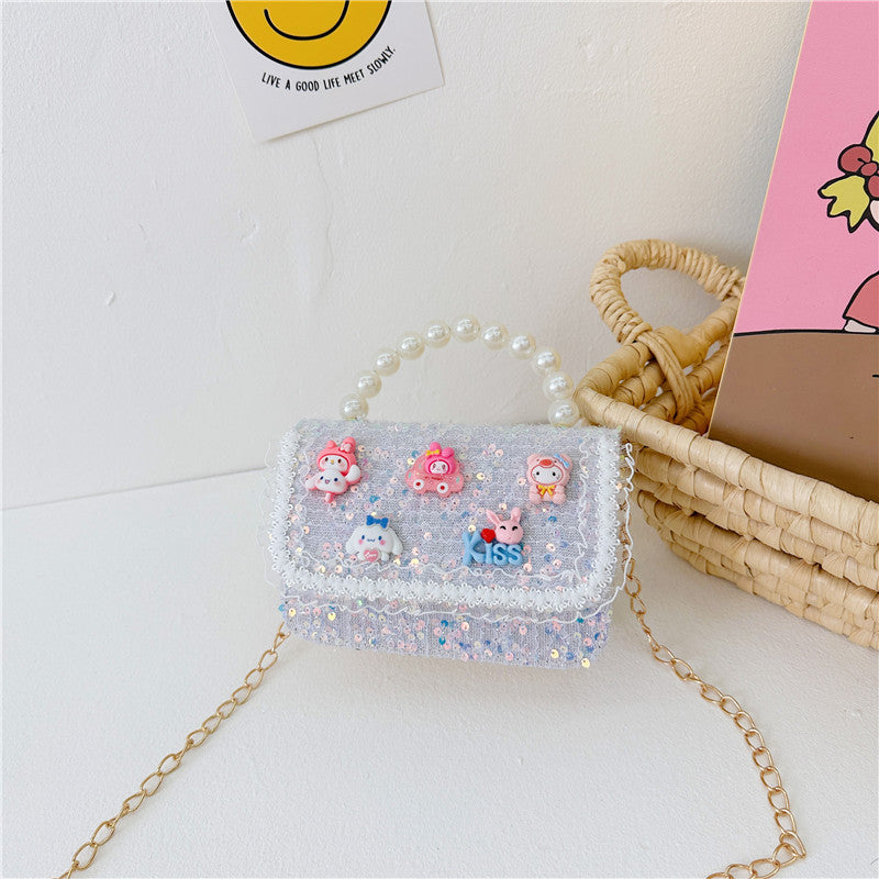 New Pearl Handbag Fashion Chain Crossbody Bag Cute Girly Small Fragrance Style Shoulder Bag Coin Small Square Bag 