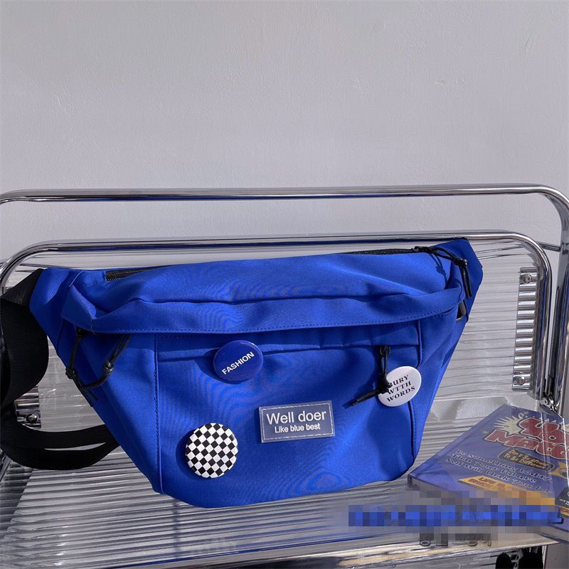 Japanese ins Harajuku dark wind sports large-capacity chest bag men's Korean retro all-match tooling blue messenger bag women 