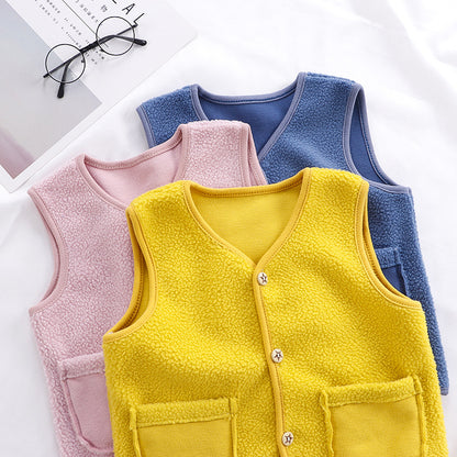 2023 children's vest spring and autumn polar fleece baby baby cardigan clothes to keep warm children's boys and girls to keep warm manufacturers wholesale 