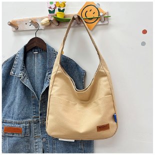 ins solid color simple design sense all-match bag hand bag college students class shoulder bag large capacity tote bag 