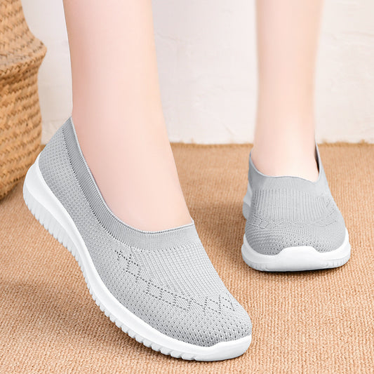 Shoes women's 2023 new foreign trade women's shoes breathable flying woven shoes soft bottom cross-border large size cloth shoes casual mother shoes