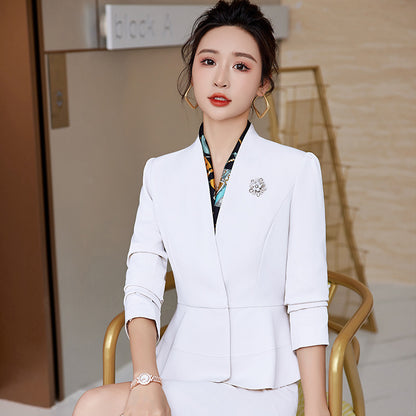 Professional suit female skirt suit white suit jacket suit fashion 4S business formal dress female beautician overalls 