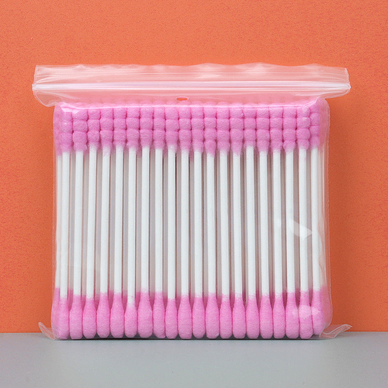 Wholesale beauty and makeup auxiliary tools double-headed colorful disposable paper swabs multi-purpose bags 100/pack 