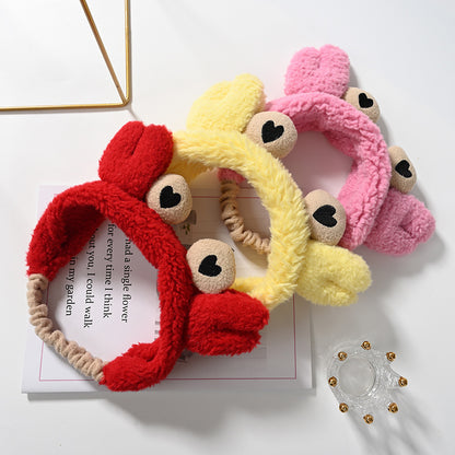 2022 Crab Face Wash Headband for Women Summer Internet Celebrity Mask Special Headband Hair Bundle Cute Plush Hairband Hairpin 