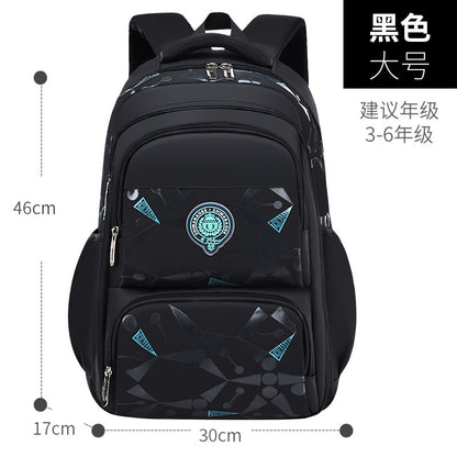 2023 Explosive Style Spine Protector Breathable Printing Waterproof Large Capacity Korean Leisure School Bags for Boys and Children Primary School Students Wholesale 