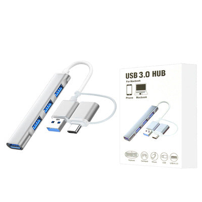 Type-C တစ်ခုမှလေးခု USB3.0 တိုးချဲ့အထိုင် အဒက်တာကြိုး MAC စာအုပ် မိုဘိုင်းလ်ဖုန်း လေးလုံးထိုး ပြောင်းပေးတဲ့ OTG