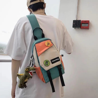 Chest bag men's messenger bag shoulder bag casual Japanese student small shoulder bag personality shoulder bag light male small backpack 