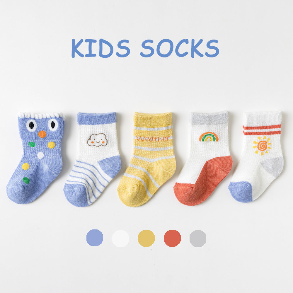 2023 Children's Socks Spring and Summer Mesh Sports Breathable Cotton Medium Tube Durable Baby Baby Socks Manufacturer Wholesale 