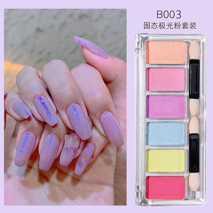 Manicure အသစ် Solid Magic Mirror Powder 6 Color Set Aurora Powder Solid Magic Mirror Powder Solid Fairy Powder Solid လက်ကား 