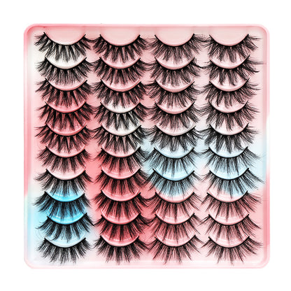 dingsen false eyelashes factory cross-border stable supply of 20 pairs of eyelashes with natural thick one-piece eyelashes 