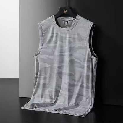 Ice silk quick-drying vest men's elastic vest summer new breathable thin section trendy vest sports fitness sleeveless shirt 