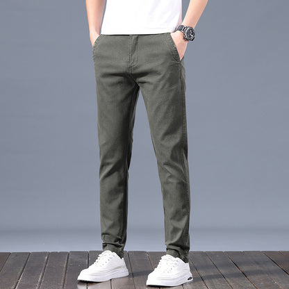 2023 Spring and Autumn New Casual Pants Men's Straight Slim Elastic Elastic Waist Overalls Youth Men's Trousers Wholesale 