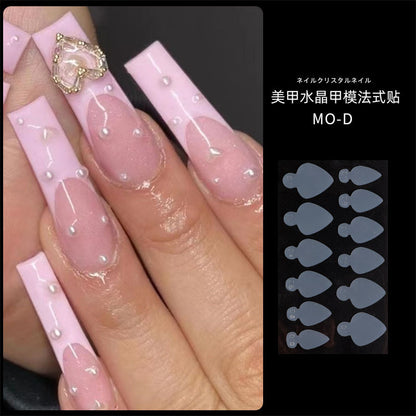 Silicone extension nail film 12 pieces French nail art crystal nail film mold-free frosting paperless extension glue 