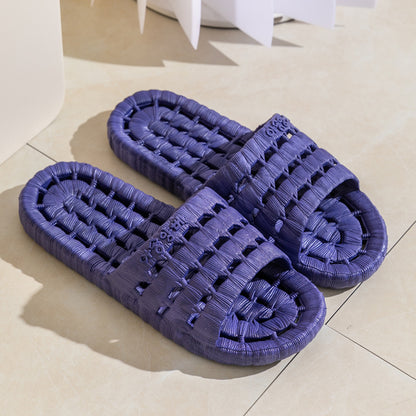 Factory direct selling home slippers four seasons bath leaking drag men and women soft bottom hollow anti-slip couple bathroom sandals and slippers