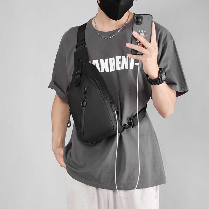 New simple and trendy chest bag men's shoulder Messenger bag water-repellent sports backpack niche men's Messenger bag 