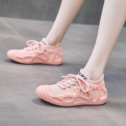 Flying knitted socks shoes female lazy slip on coconut shoes 2023 new fashion trendy shoes breathable sports casual shoes 