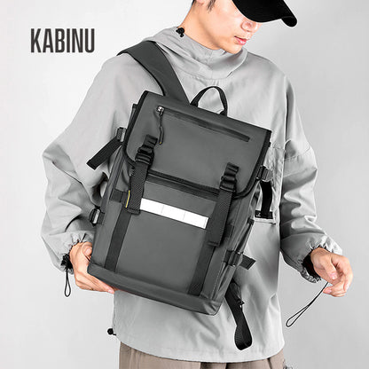 Kabinu casual backpack reflective strips Oxford cloth business computer bag middle school student school bag simple outdoor backpack 