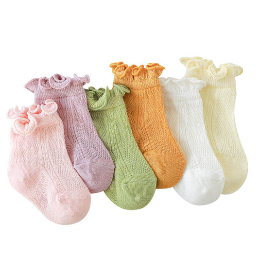 Children's summer thin mesh baby socks ruffled edge children's socks girls socks 