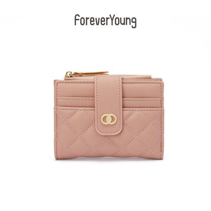 forever young women's wallet ins high-end short wallet simple fashion coin purse pu card bag 