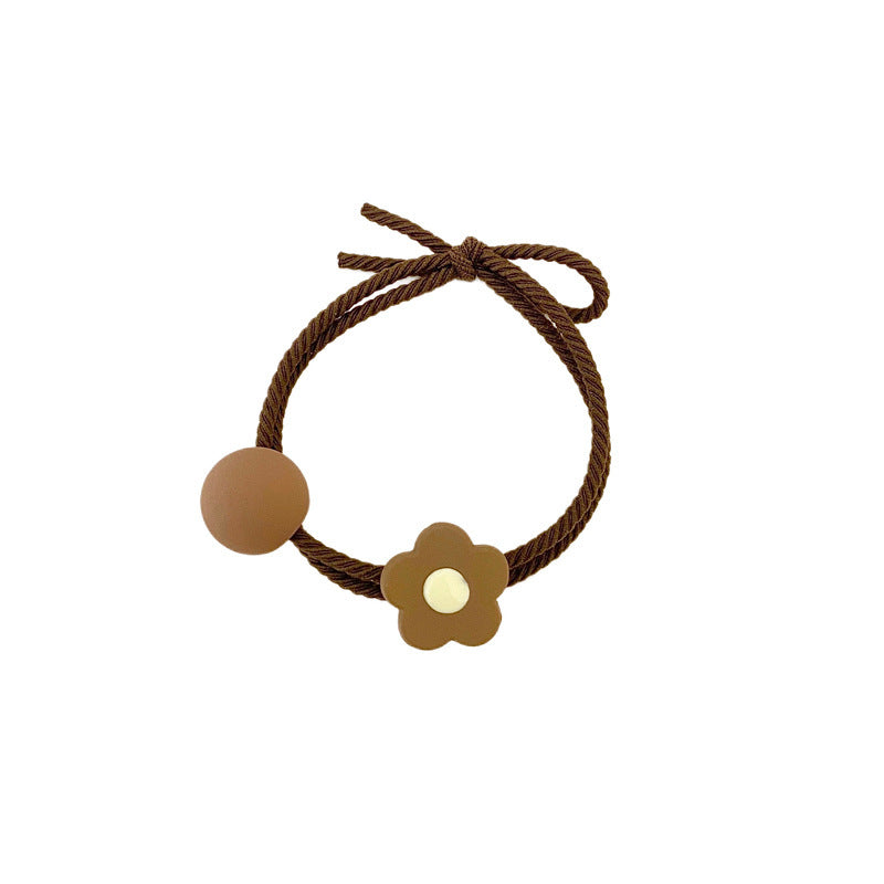 Milk coffee color flower head rope Korean simple hair ring tied hair rubber band temperament female scalp leather set hair rope hair accessories 