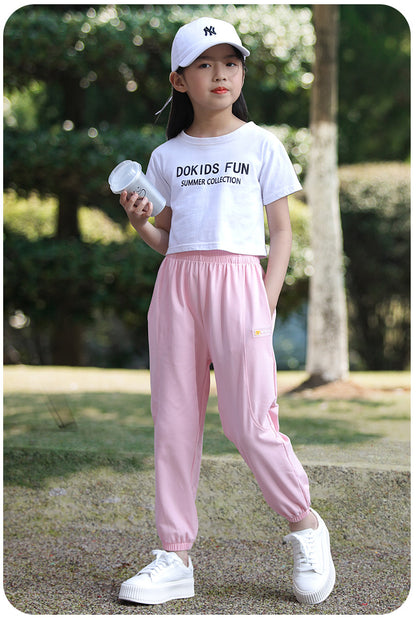 Girls anti-mosquito pants ice silk summer thin section children's bloomers small and medium-sized girls pants baby summer sports trousers 