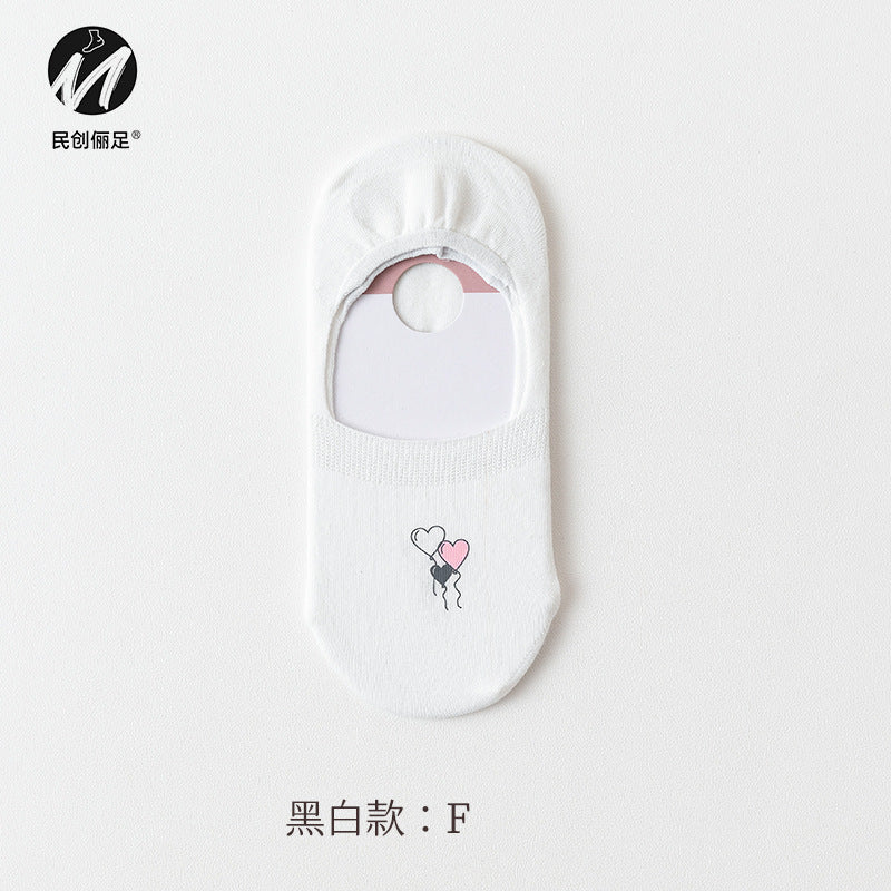 Invisible socks women's non-slip and shallow mouth spring and summer thin cotton Japanese summer women's socks boat socks women 