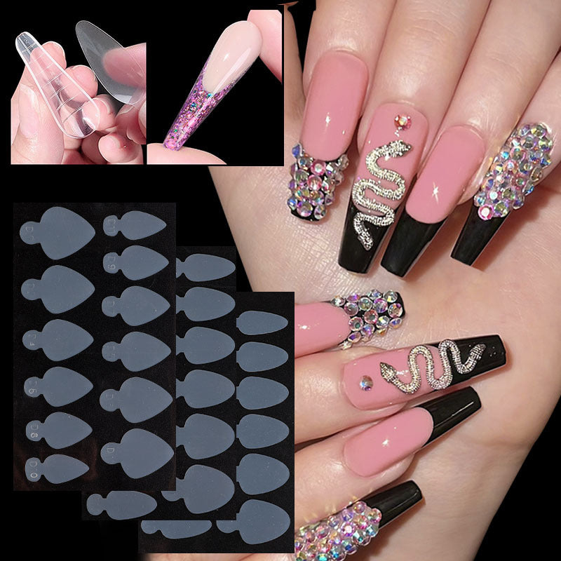 Silicone extension nail film 12 pieces French nail art crystal nail film mold-free frosting paperless extension glue 