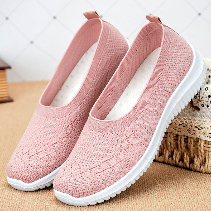 Shoes women's 2023 new foreign trade women's shoes breathable flying woven shoes soft bottom cross-border large size cloth shoes casual mother shoes