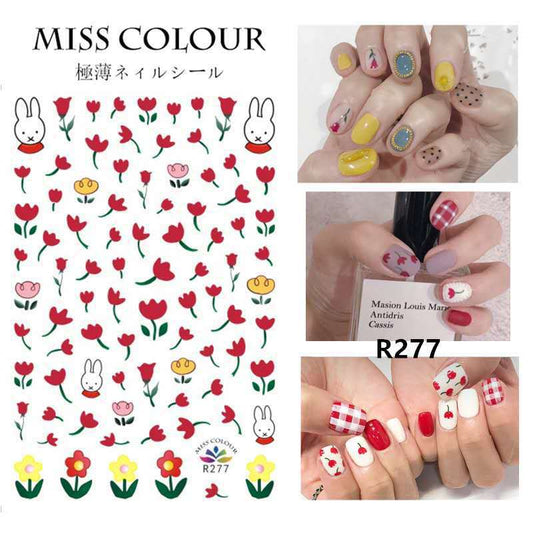 Hyuna's same style manicure, nail stickers, fruit patches, summer colorful and cute 3D jewelry stickers, small fresh plants 