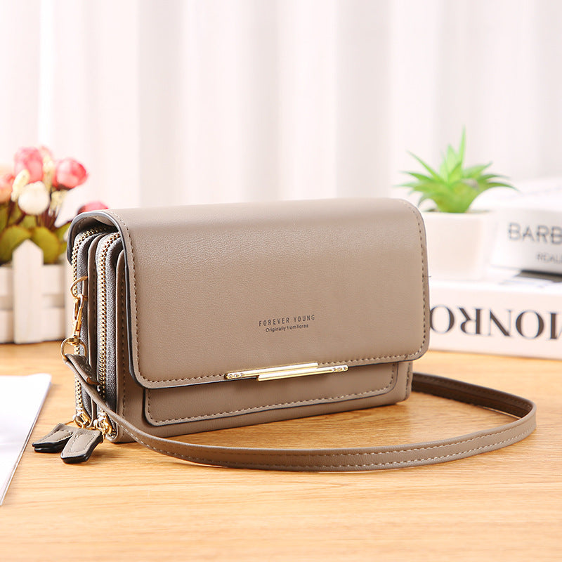 2022 new PU women's wallet Korean version large-capacity multi-functional shoulder bag mid-length mobile phone bag coin purse 