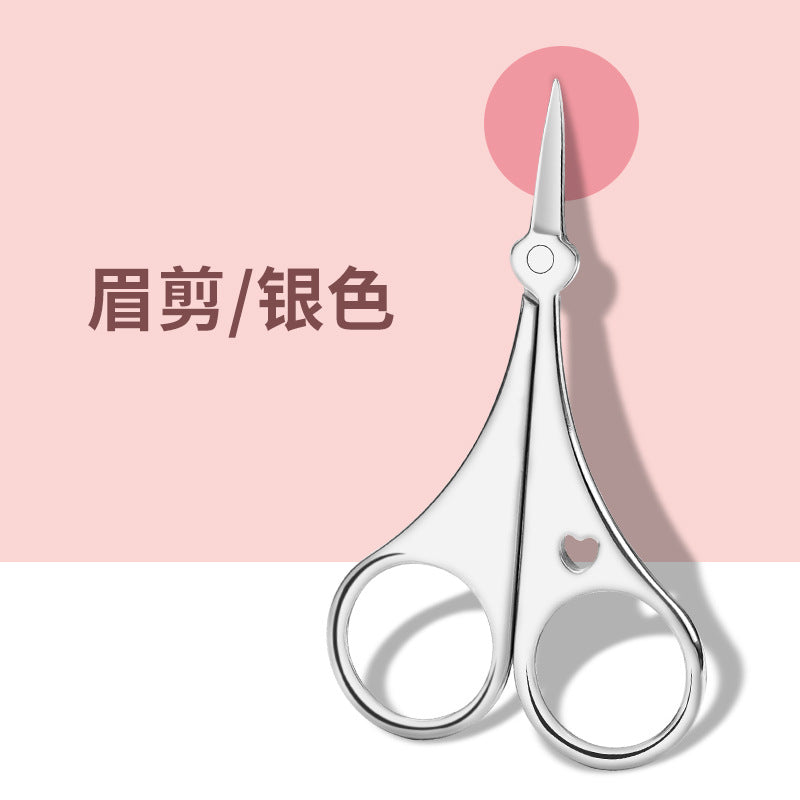 High-end eyebrow trimming knife, stainless steel beauty scissors, beauty tools, round nose hair scissors, curved tip makeup scissors, eyebrow trimming scissors 