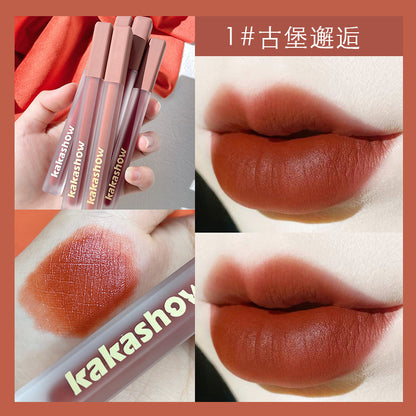 Kakashow pink satin lip glaze velvet matte lip glaze whitening lipstick non-fading lip gloss air lip glaze wholesale