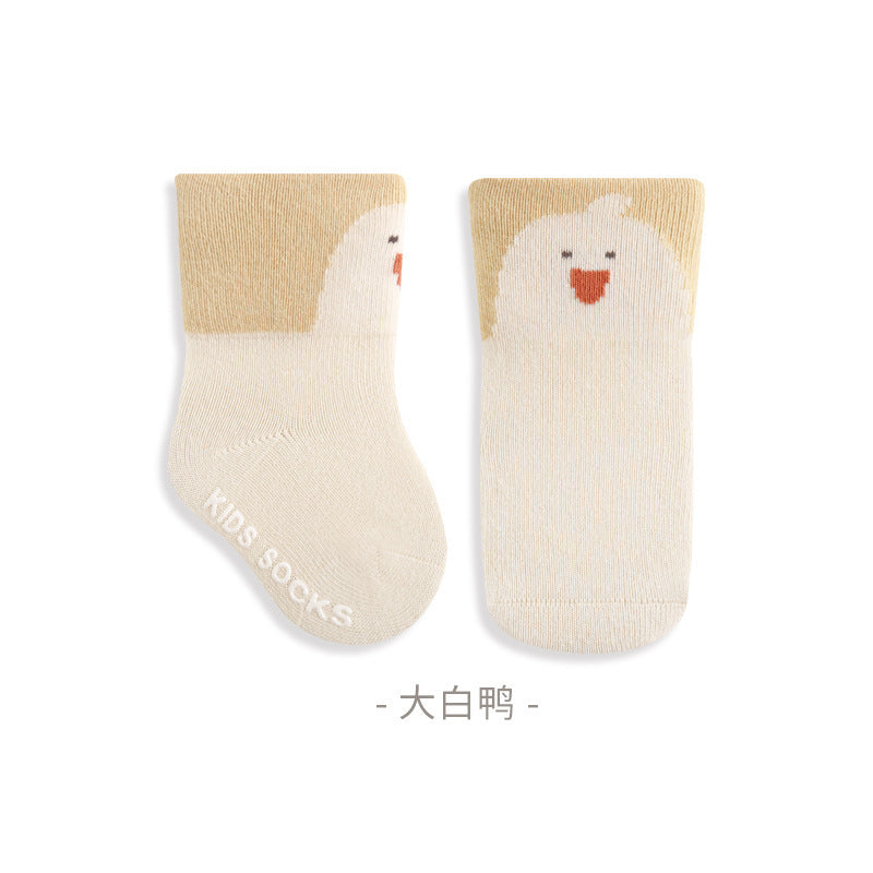 2023 autumn new arrival newborn baby socks wide cuffs no leg tight baby socks boneless cartoon mid-tube socks