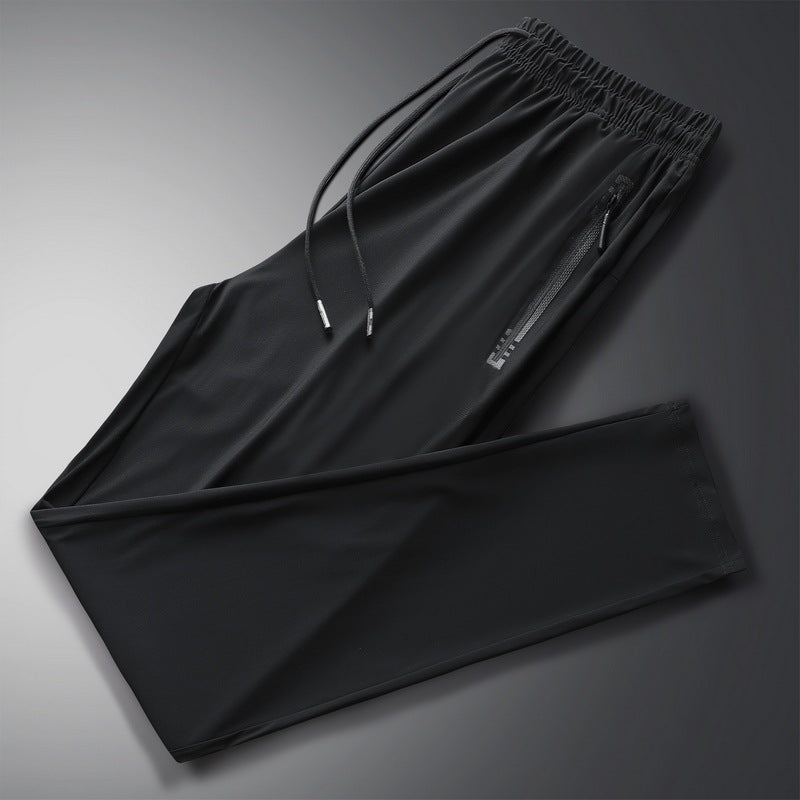 High-end quality business men's pants men's sports pants casual pants slim ice silk pants breathable elastic comfortable trousers 