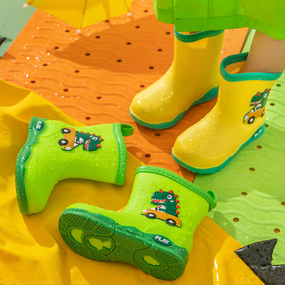 2022 new children's rain boots baby rain boots cute cartoon water shoes outdoor waterproof non-slip dinosaur boys and girls shoes 