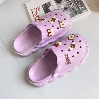 2023 new summer cartoon hole shoes women non-slip garden shoes beach shoes 3cm thick bottom slippers manufacturers wholesale 