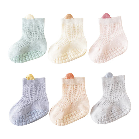 Spring and summer mesh thin baby socks dotted anti-slip baby socks toddler socks type a cotton socks boneless loose 