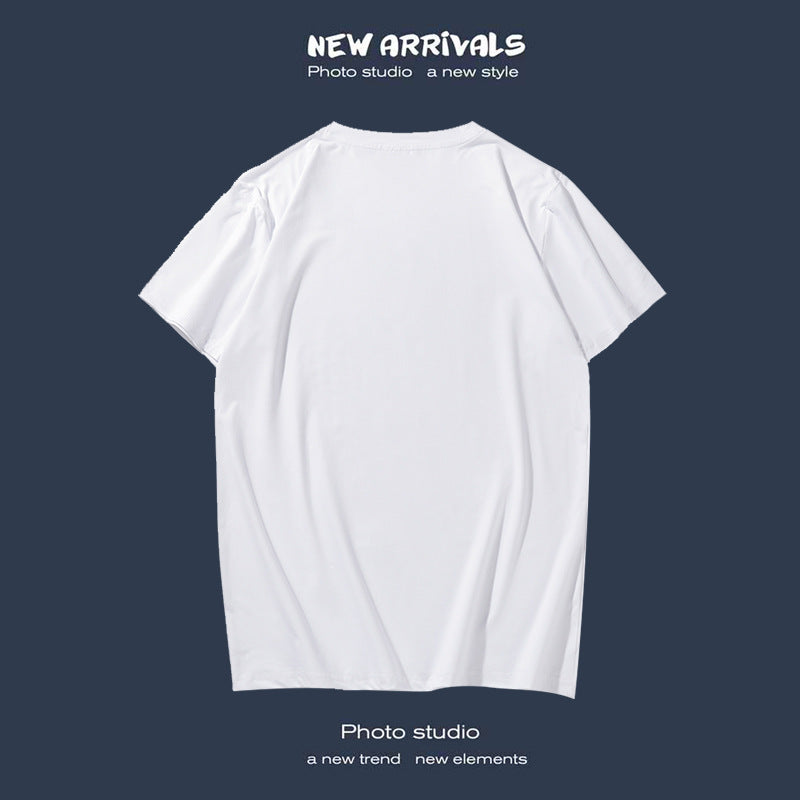 Milk silk modal round neck short-sleeved men's white T-shirt class uniform primary and secondary school team uniform printable pattern trend T 