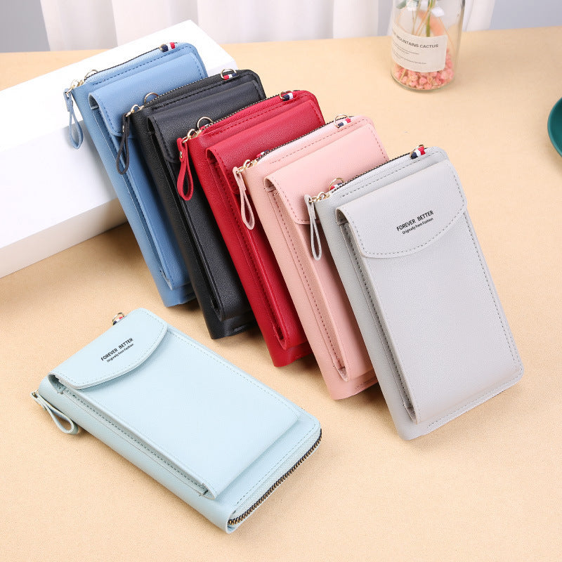 2022 New Mobile Phone Bag Korean Style Fashion Large Capacity Double Wall Wallet Multi-Function Ladies Messenger Bag 